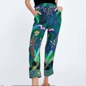 FARM Rio x Anthropologie Tropique Embroidered Capri Pants Small Petite